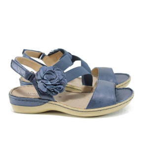 Сини ортопедични дамски сандали, естествена кожа - всекидневни обувки за пролетта и лятото N 100012389