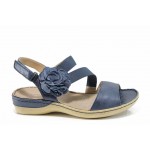 Сини ортопедични дамски сандали, естествена кожа - всекидневни обувки за пролетта и лятото N 100012389