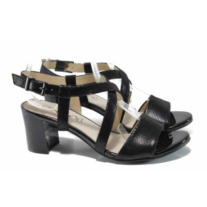 Черни дамски сандали, естествена кожа - всекидневни обувки за пролетта и лятото N 100012387