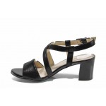 Черни дамски сандали, естествена кожа - всекидневни обувки за пролетта и лятото N 100012387