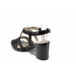 Черни дамски сандали, естествена кожа - всекидневни обувки за пролетта и лятото N 100012387