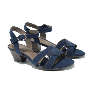 Сини дамски сандали, качествен еко-велур - всекидневни обувки за пролетта и лятото N 100012409