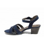 Сини дамски сандали, качествен еко-велур - всекидневни обувки за пролетта и лятото N 100012409