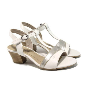 Бели дамски сандали, здрава еко-кожа - всекидневни обувки за пролетта и лятото N 100012410