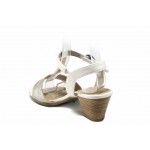 Бели дамски сандали, здрава еко-кожа - всекидневни обувки за пролетта и лятото N 100012410