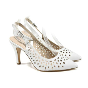 Бели дамски сандали, естествена кожа - официални обувки за пролетта и лятото N 100012408