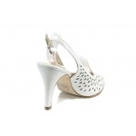 Бели дамски сандали, естествена кожа - официални обувки за пролетта и лятото N 100012408