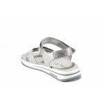 Сребристи ортопедични дамски сандали, естествена кожа - всекидневни обувки за пролетта и лятото N 100012407