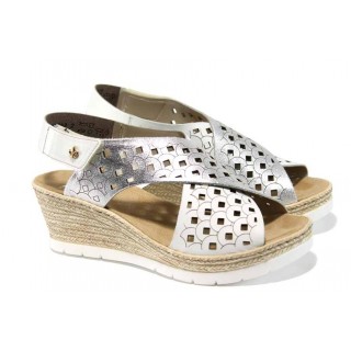 Бели дамски сандали, естествена кожа - всекидневни обувки за пролетта и лятото N 100012412