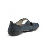 Сини дамски обувки с равна подметка, естествен набук - всекидневни обувки за пролетта и лятото N 100012426