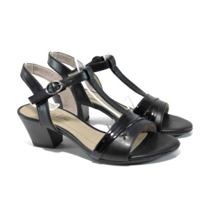 Черни дамски сандали, здрава еко-кожа - всекидневни обувки за пролетта и лятото N 100012411
