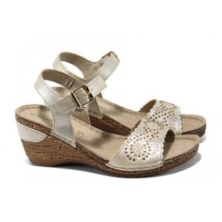 Бежови дамски сандали, здрава еко-кожа - всекидневни обувки за пролетта и лятото N 100012424