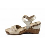 Бежови дамски сандали, здрава еко-кожа - всекидневни обувки за пролетта и лятото N 100012424