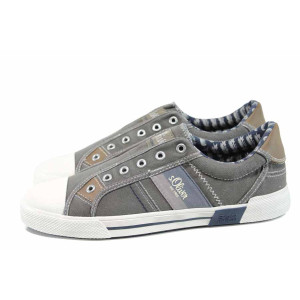 Сиви мъжки спортни обувки, текстилна материя - спортни кецове за пролетта и лятото N 100012468