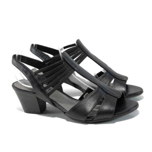 Черни дамски сандали, естествена кожа - всекидневни обувки за пролетта и лятото N 100012466