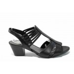 Черни дамски сандали, естествена кожа - всекидневни обувки за пролетта и лятото N 100012466