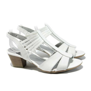 Бели дамски сандали, естествена кожа - всекидневни обувки за пролетта и лятото N 100012465