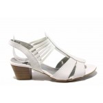 Бели дамски сандали, естествена кожа - всекидневни обувки за пролетта и лятото N 100012465