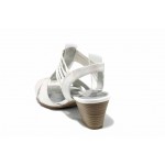 Бели дамски сандали, естествена кожа - всекидневни обувки за пролетта и лятото N 100012465