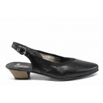 Черни дамски обувки със среден ток, естествена кожа - ежедневни обувки за пролетта и лятото N 100012470