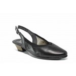 Черни дамски обувки със среден ток, естествена кожа - ежедневни обувки за пролетта и лятото N 100012470