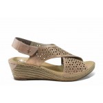 Розови дамски сандали, естествена кожа - ежедневни обувки за пролетта и лятото N 100012471