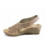 Розови дамски сандали, естествена кожа - ежедневни обувки за пролетта и лятото N 100012471