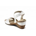 Бели дамски сандали, здрава еко-кожа - ежедневни обувки за пролетта и лятото N 100012477