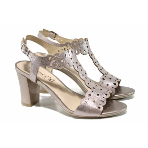 Розови дамски сандали, естествена кожа - елегантни обувки за пролетта и лятото N 100012479