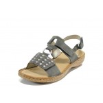 Сиви дамски сандали, здрава еко-кожа - всекидневни обувки за пролетта и лятото N 100012511