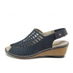 Сини дамски сандали, естествена кожа - всекидневни обувки за пролетта и лятото N 100012490