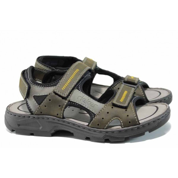 Зелени мъжки сандали, здрава еко-кожа - ежедневни обувки за пролетта и лятото N 100012519