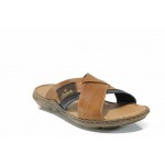 Сини мъжки чехли, естествена кожа - ежедневни обувки за пролетта и лятото N 100012518
