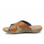 Сини мъжки чехли, естествена кожа - ежедневни обувки за пролетта и лятото N 100012518