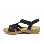 Черни дамски сандали, здрава еко-кожа - ежедневни обувки за пролетта и лятото N 100012522