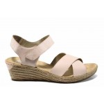 Розови дамски сандали, естествена кожа - ежедневни обувки за пролетта и лятото N 100012525