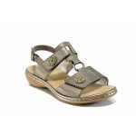 Сиви дамски сандали, естествена кожа - ежедневни обувки за пролетта и лятото N 100012523
