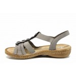 Сиви дамски сандали, здрава еко-кожа - ежедневни обувки за пролетта и лятото N 100012524
