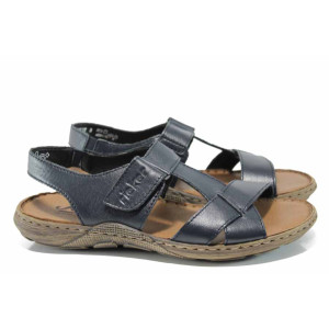 Сини мъжки сандали, естествена кожа - ежедневни обувки за пролетта и лятото N 100012520