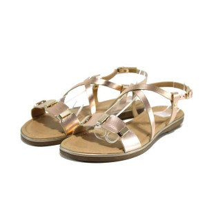 Розови дамски сандали, естествена кожа - ежедневни обувки за пролетта и лятото N 100012569