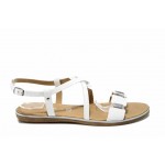 Бели дамски сандали, естествена кожа - ежедневни обувки за пролетта и лятото N 100012570