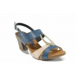 Сини дамски сандали, естествена кожа - всекидневни обувки за пролетта и лятото N 100012568