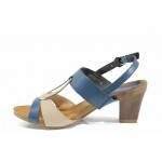Сини дамски сандали, естествена кожа - всекидневни обувки за пролетта и лятото N 100012568