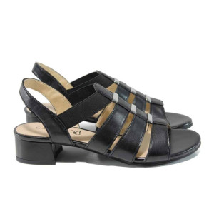 Черни дамски сандали, естествена кожа - ежедневни обувки за пролетта и лятото N 100012657