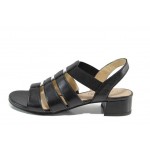 Черни дамски сандали, естествена кожа - ежедневни обувки за пролетта и лятото N 100012657
