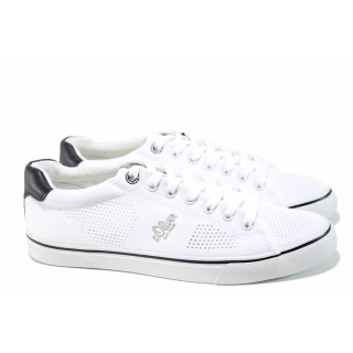 Бели мъжки спортни обувки с мемори пяна, текстилна материя - спортни обувки за пролетта и лятото N 100012702