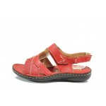 Червени дамски сандали, естествена кожа - всекидневни обувки за пролетта и лятото N 100012701