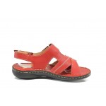 Червени дамски сандали, естествена кожа - всекидневни обувки за пролетта и лятото N 100012701