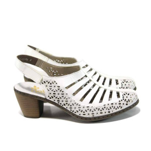 Бели анатомични дамски сандали, естествена кожа - ежедневни обувки за пролетта и лятото N 100012781