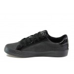 Черни спортни дамски обувки, здрава еко-кожа - всекидневни обувки за есента и зимата N 100012896